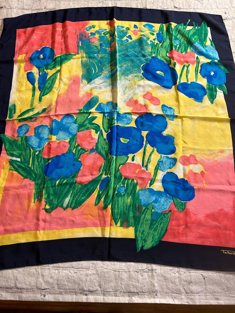 TALBOTS SILK MULTI COLORED FLORAL SQUARE LARGE SCARF